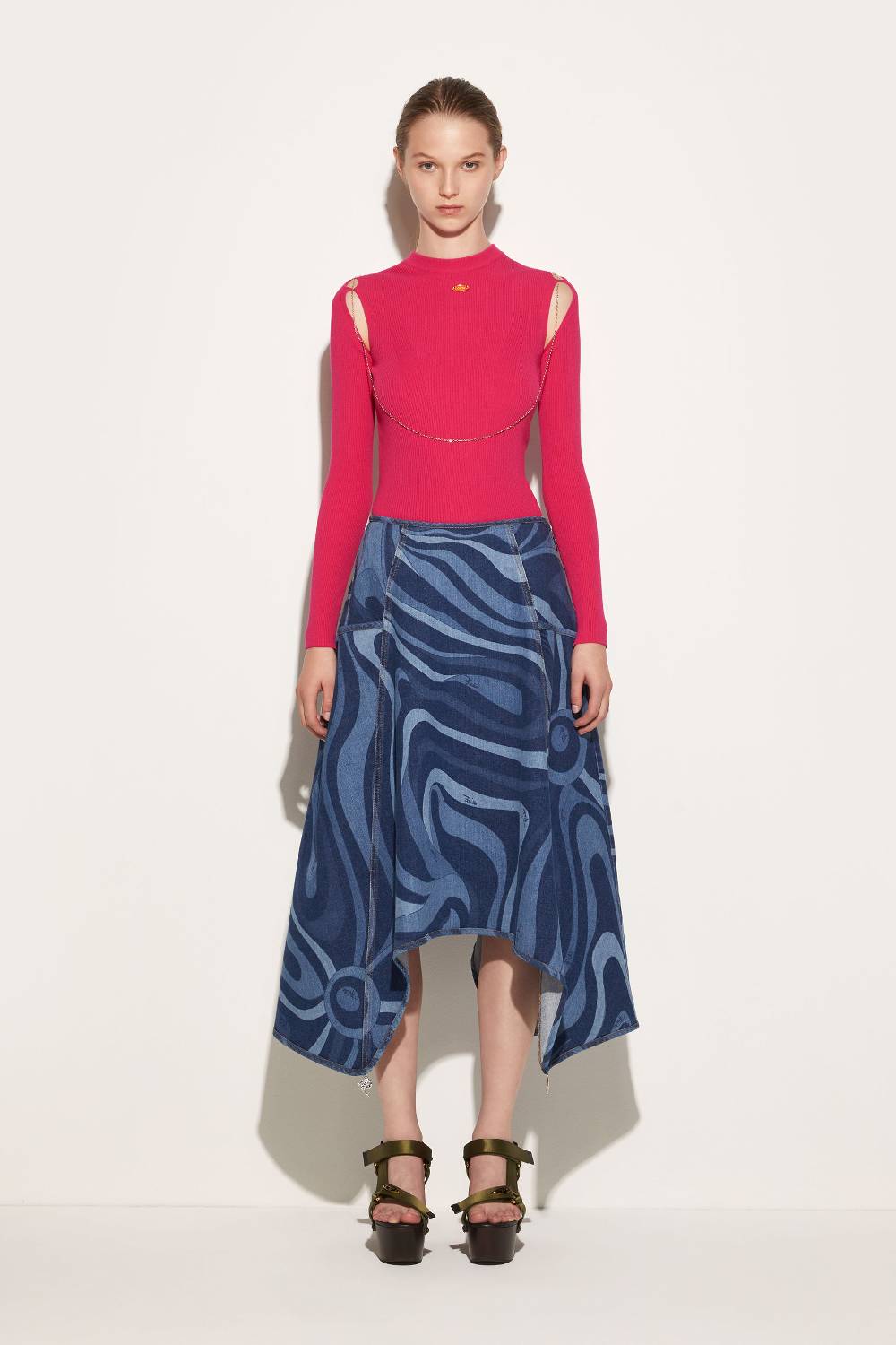 Pucci Gonna in denim con stampa Marmo Offerta natalizia