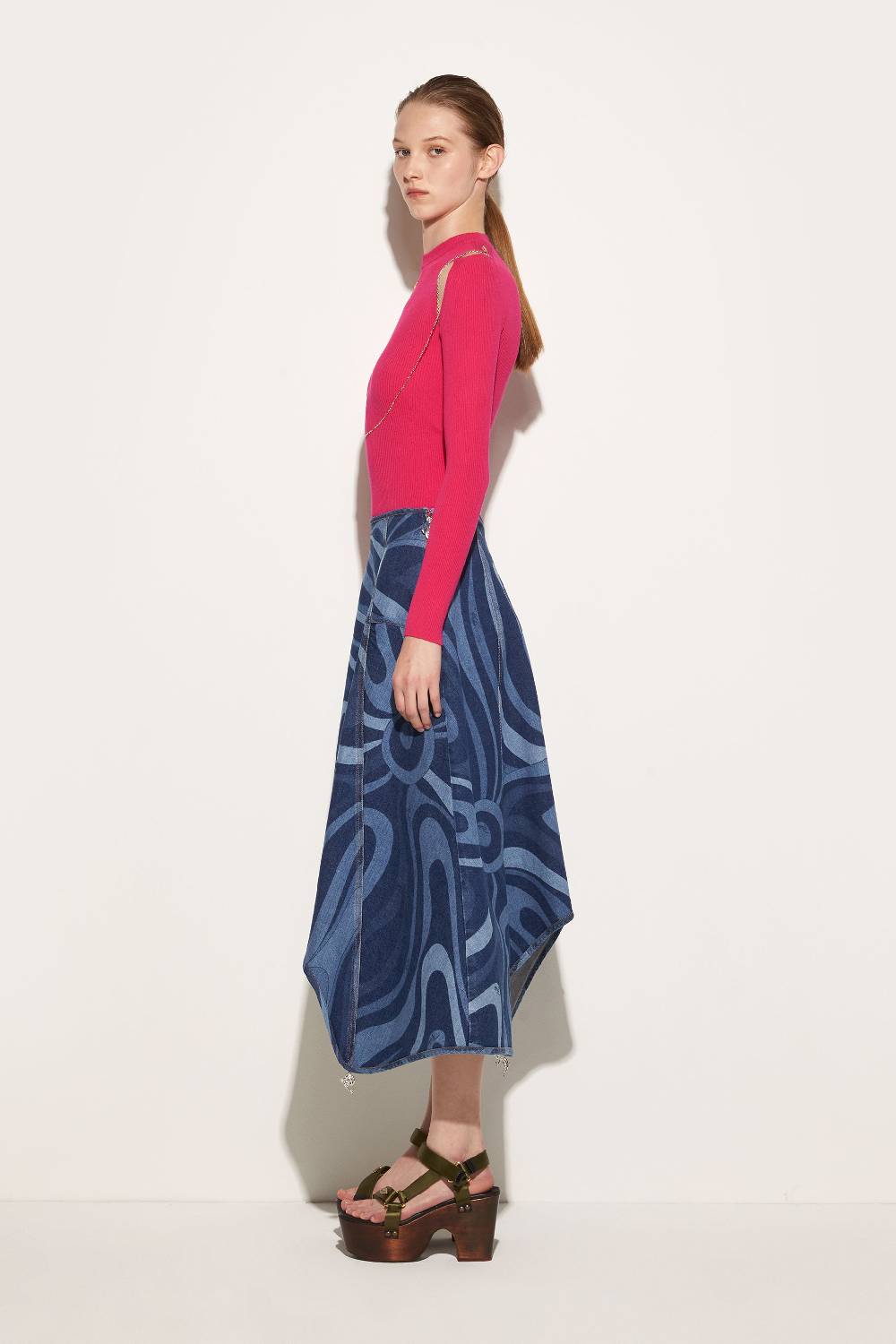 Pucci Gonna in denim con stampa Marmo Offerta natalizia