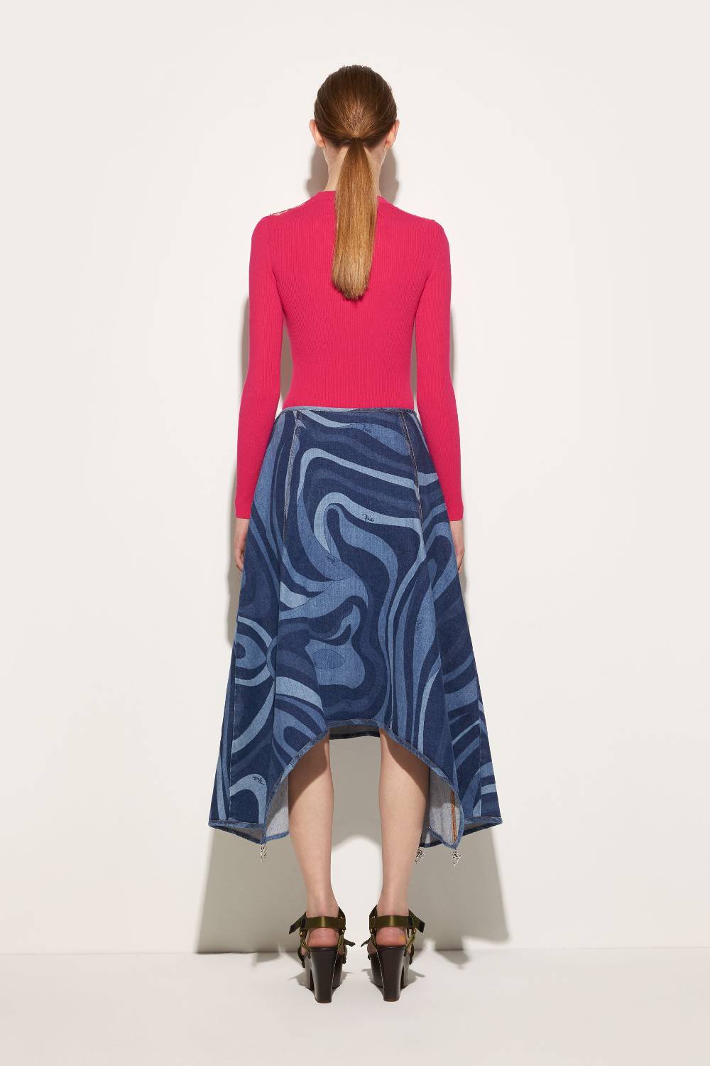 Pucci Gonna in denim con stampa Marmo Offerta natalizia