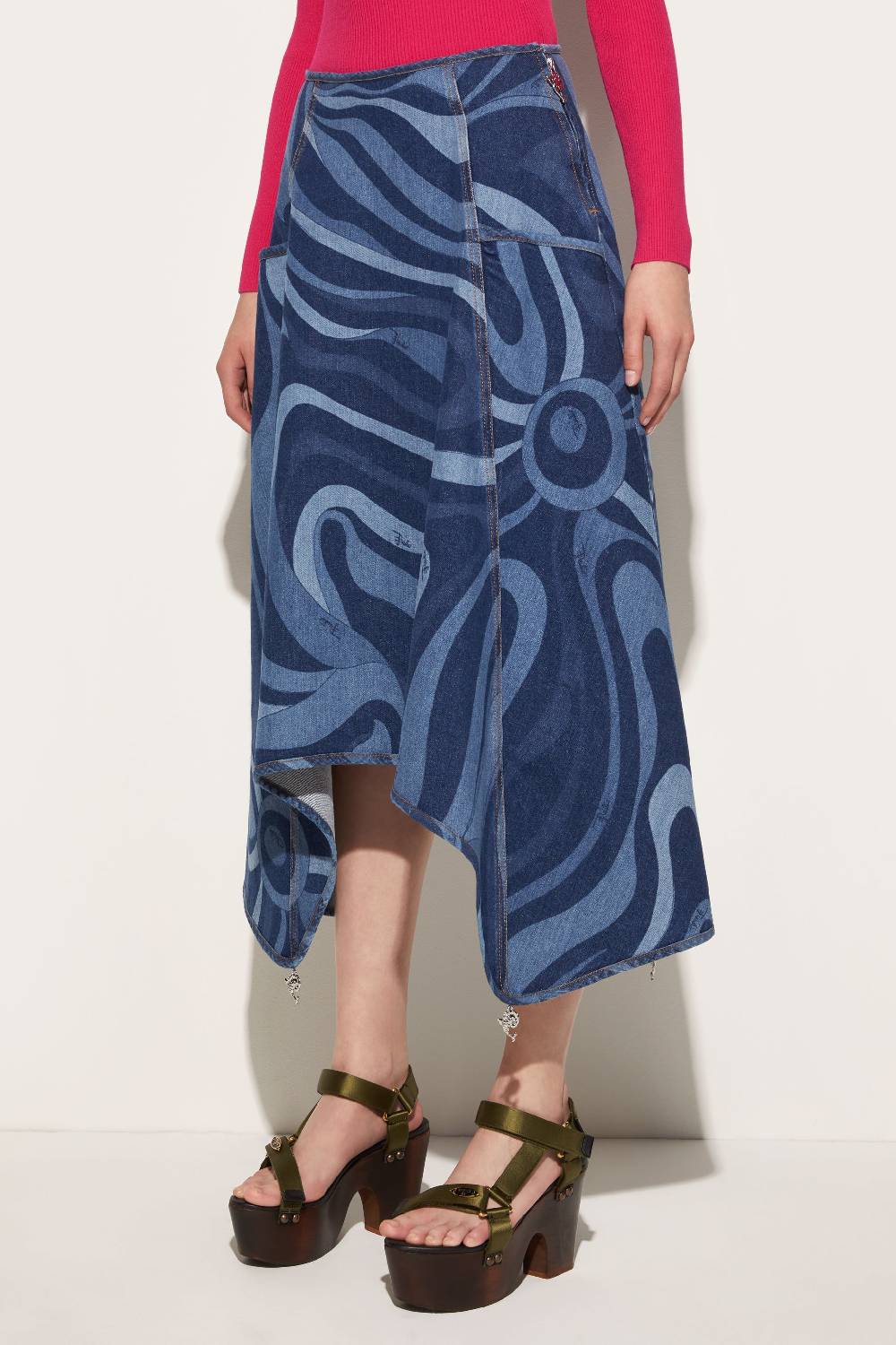 Pucci Gonna in denim con stampa Marmo Offerta natalizia