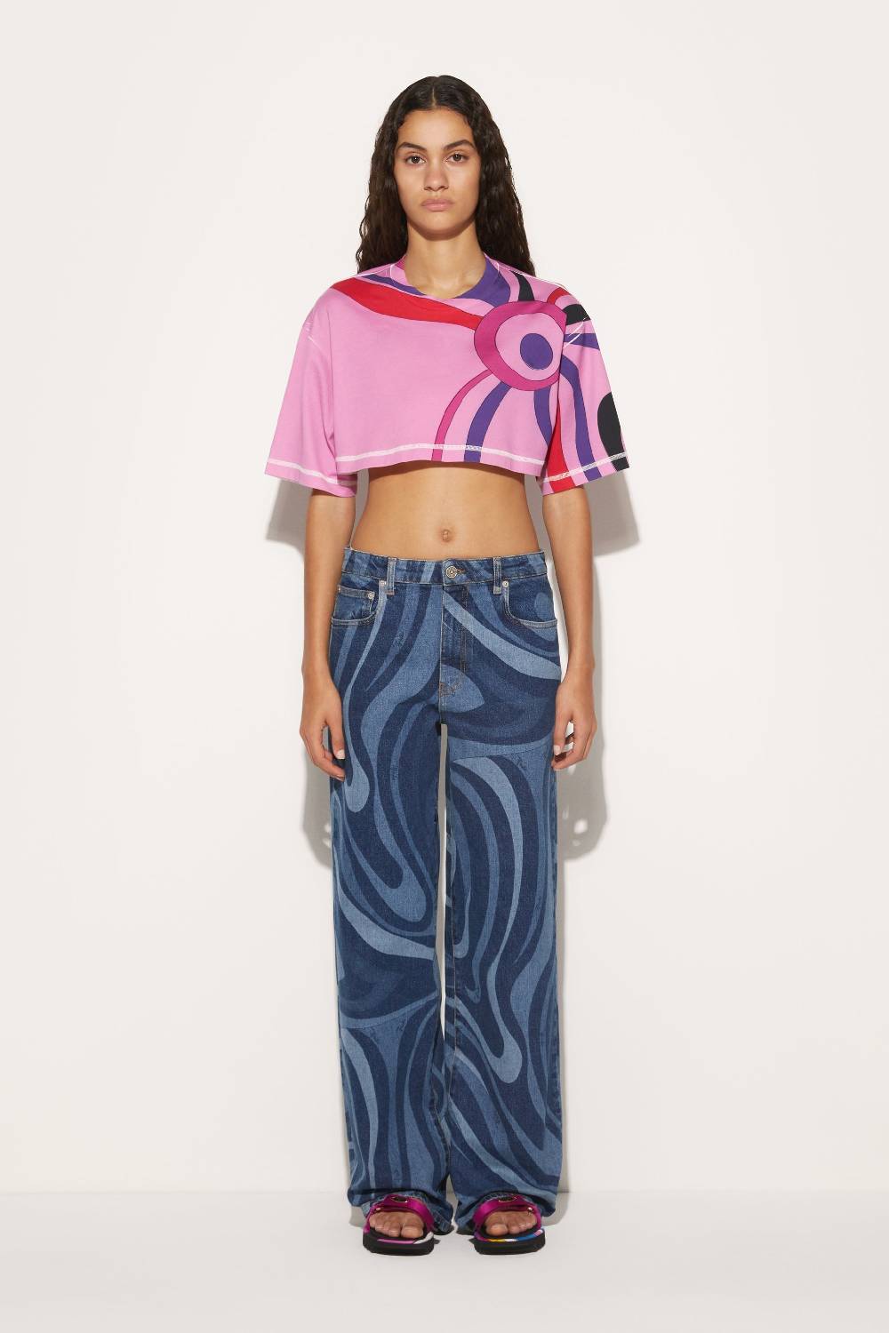 Pucci Jeans a gamba dritta con stampa Marmo Liquidazione