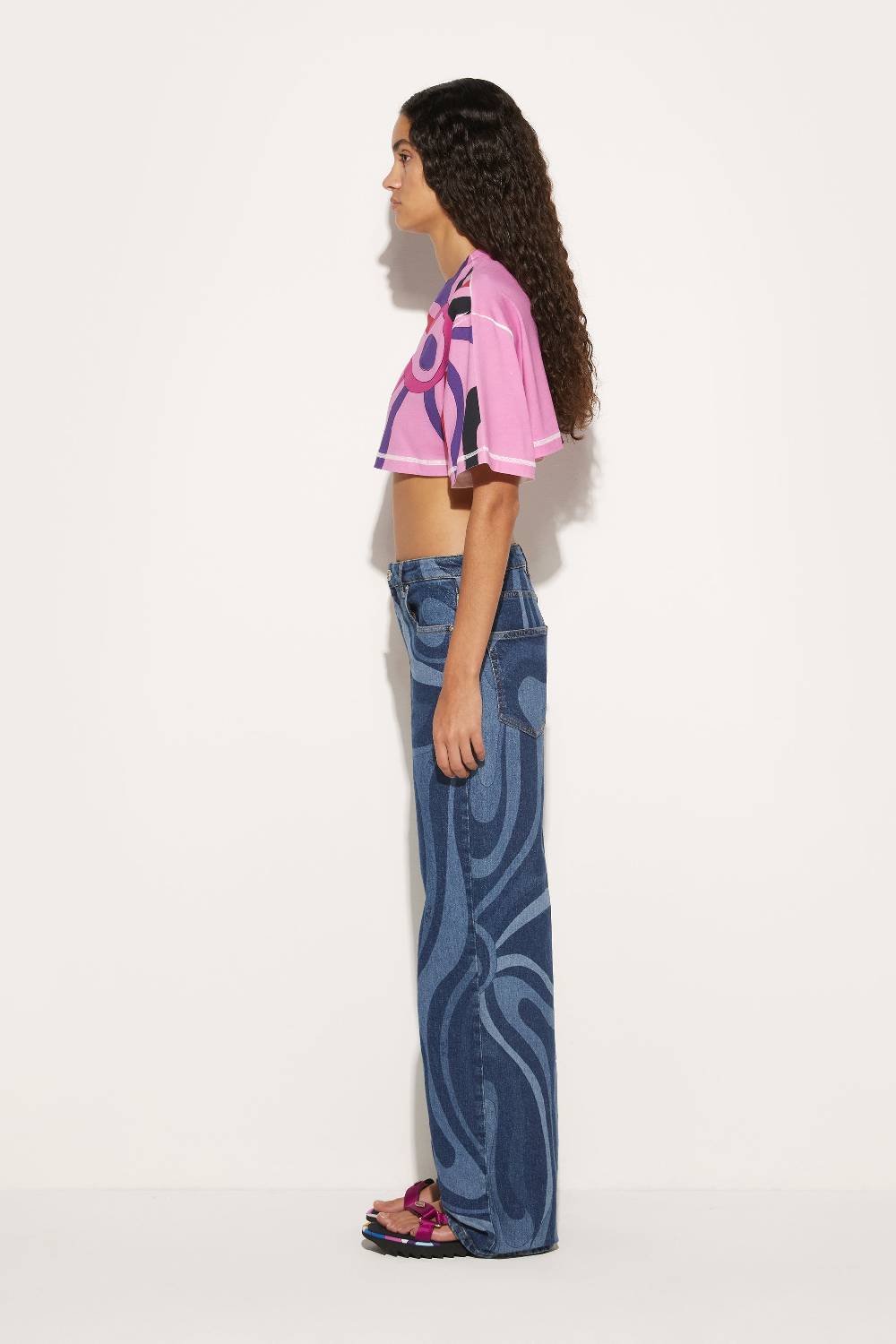Pucci Jeans a gamba dritta con stampa Marmo Liquidazione