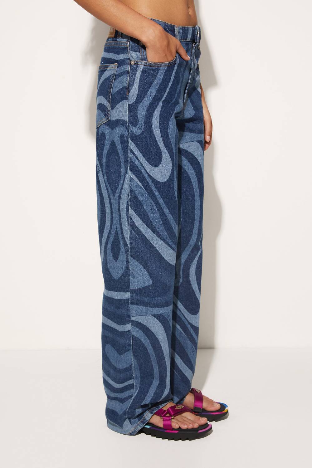 Pucci Jeans a gamba dritta con stampa Marmo Liquidazione