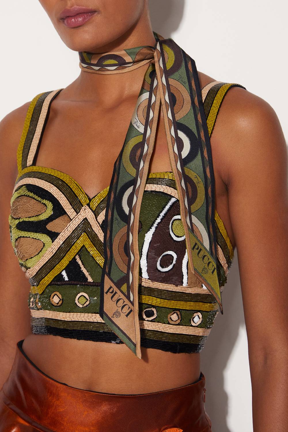 Pucci Foulard in seta con stampe Onde e Bersaglio Grandi sconti