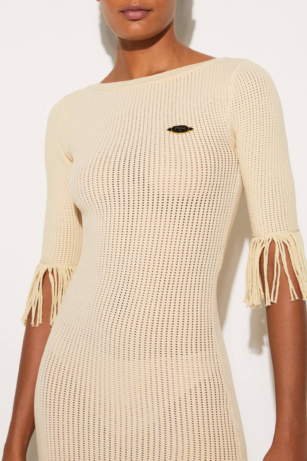 Pucci Mini abito con frange e logo Ritorno libero