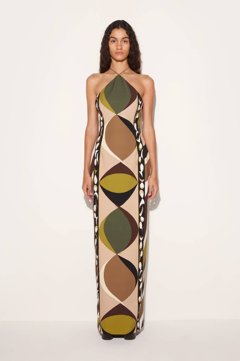Pucci Abito lungo con scollo all'americana e stampa Pesci Fino al 55% di sconto