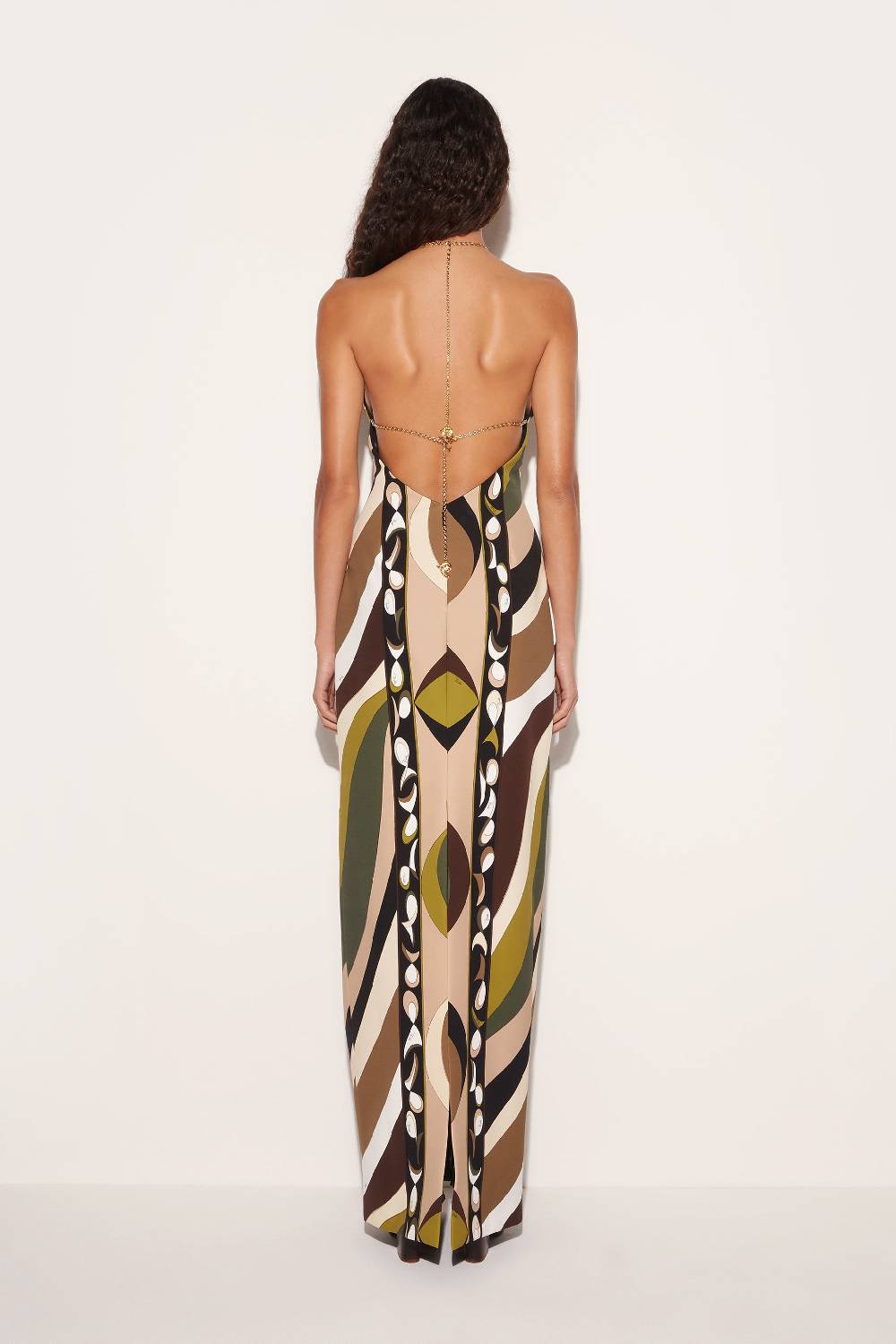 Pucci Abito lungo con scollo all'americana e stampa Pesci Fino al 55% di sconto