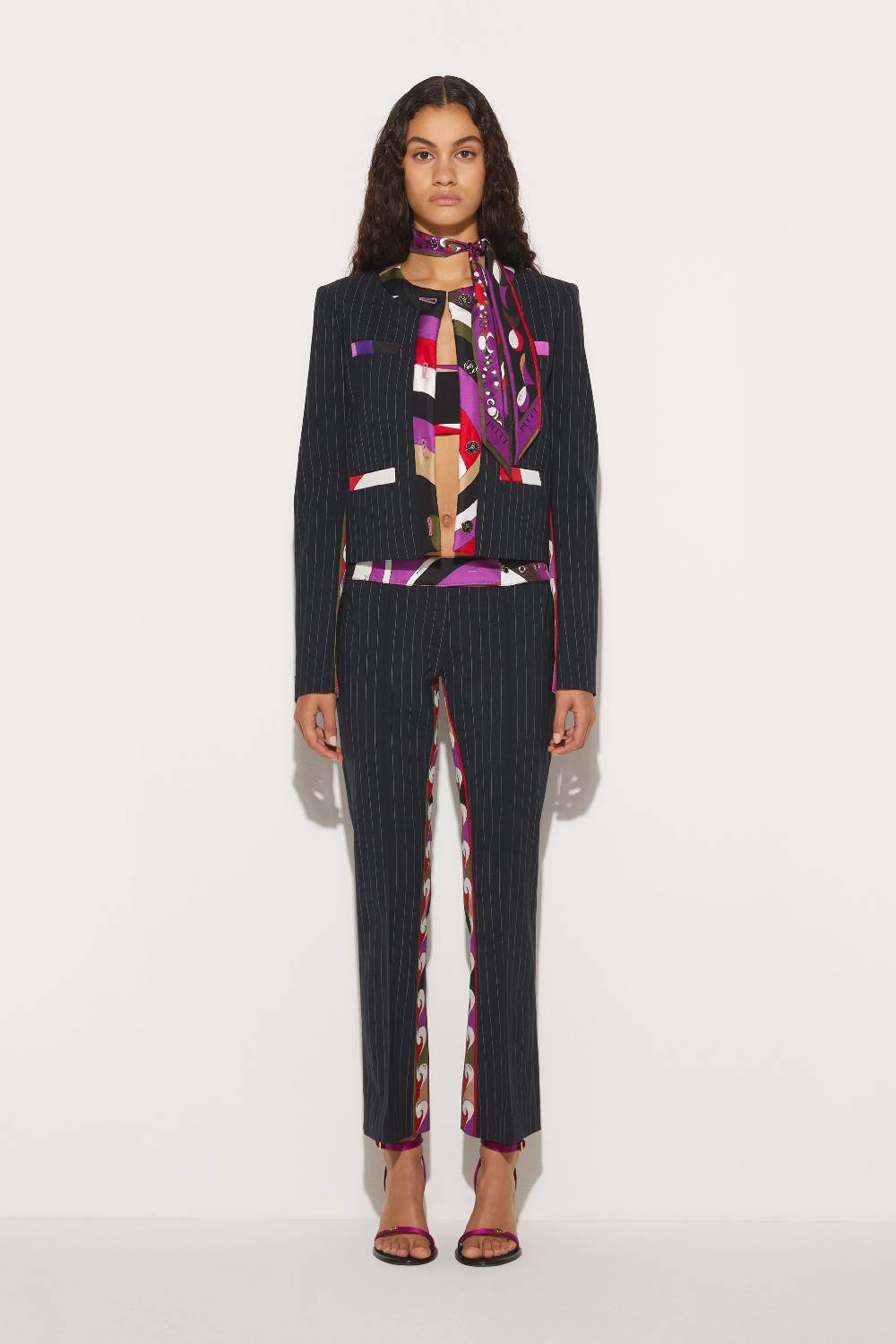 Pucci Pantaloni gessati con finiture Iride e Cigni Negozi Online