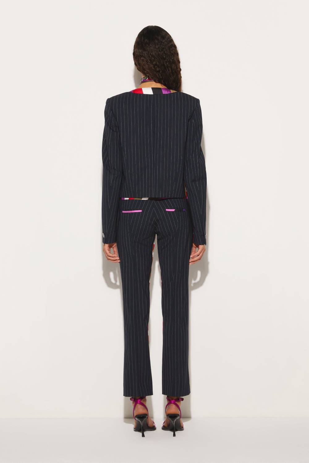 Pucci Pantaloni gessati con finiture Iride e Cigni Negozi Online