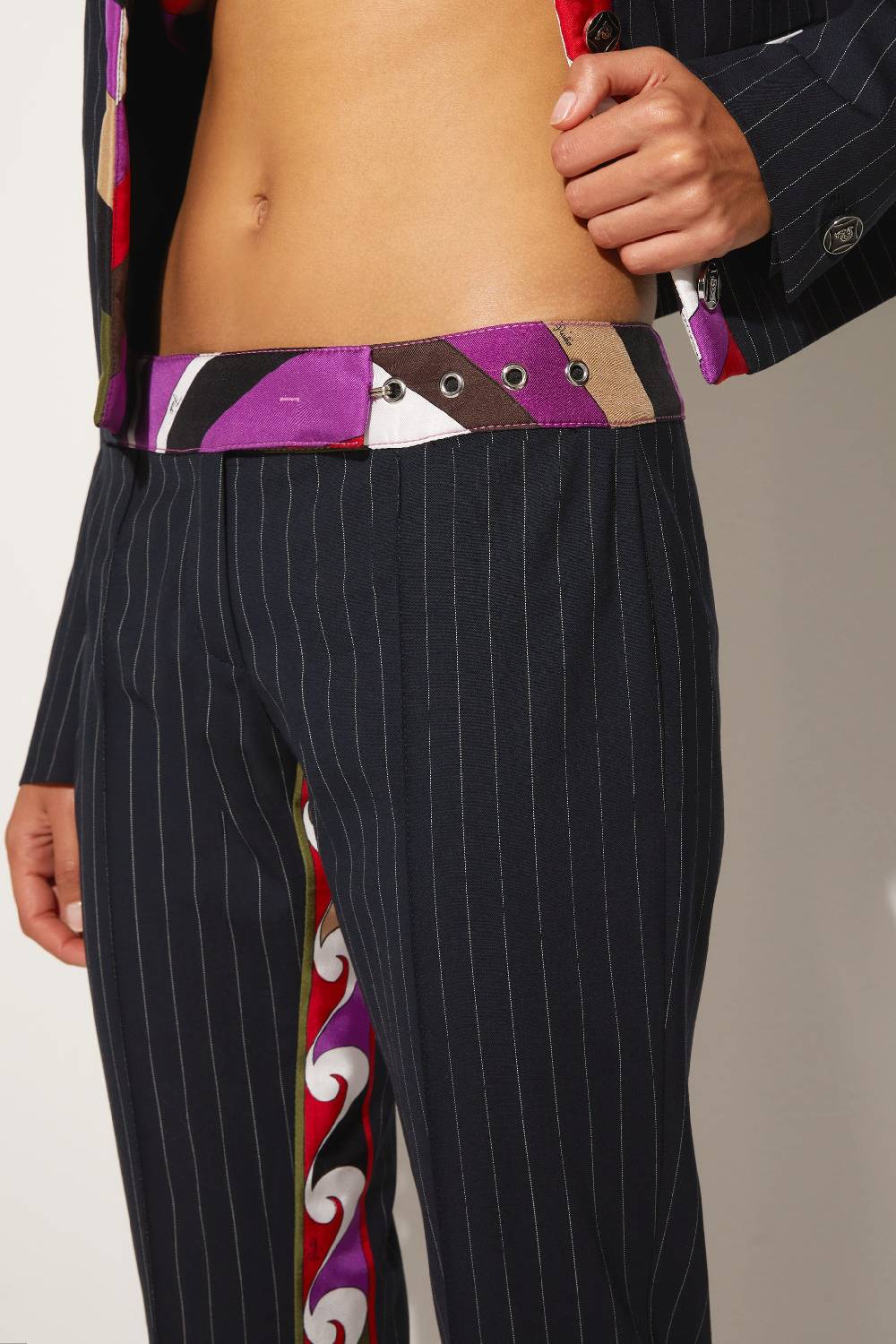 Pucci Pantaloni gessati con finiture Iride e Cigni Negozi Online