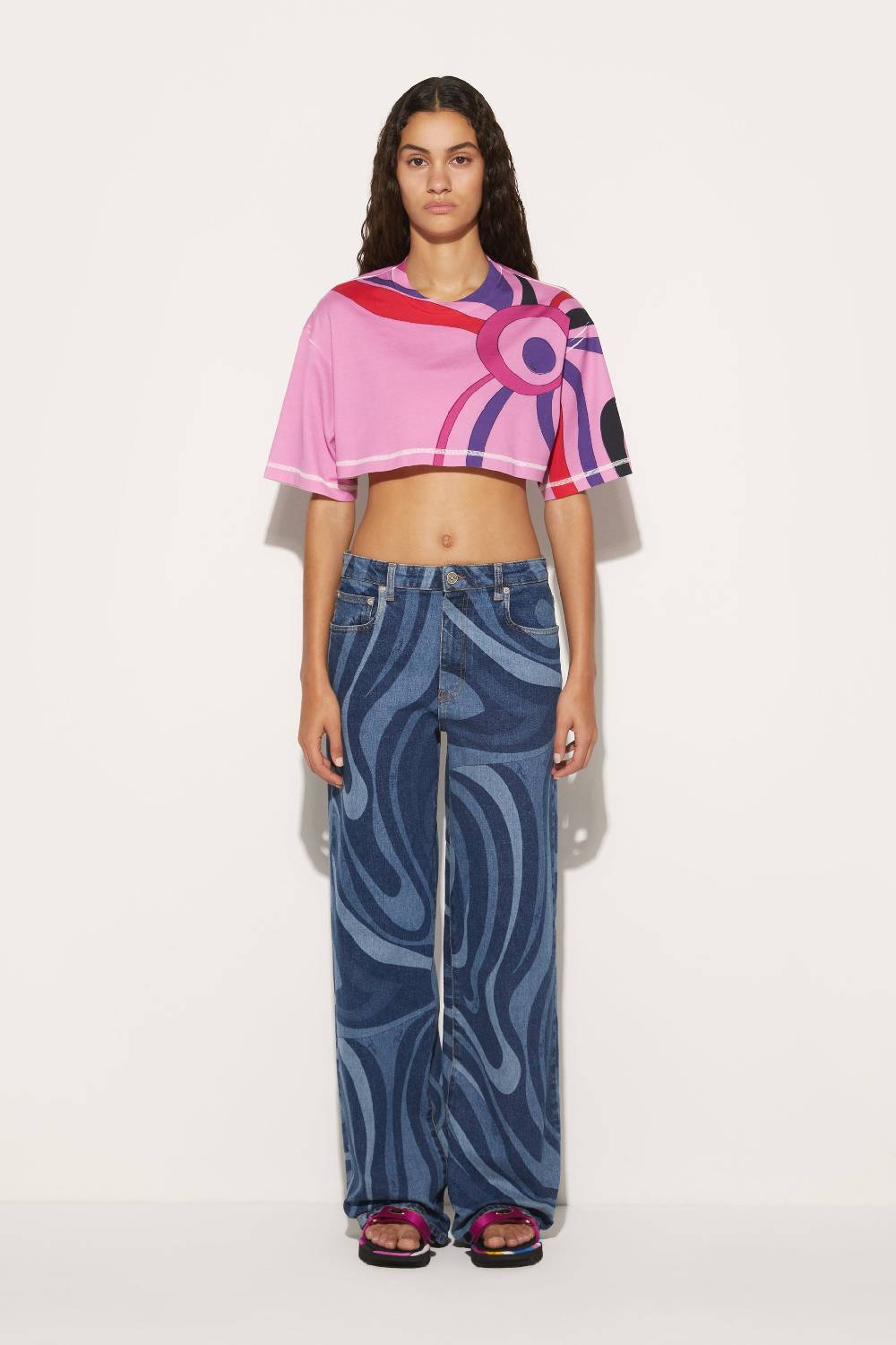 Pucci T-shirt cropped con stampa Marmo Prezzo Ridotto