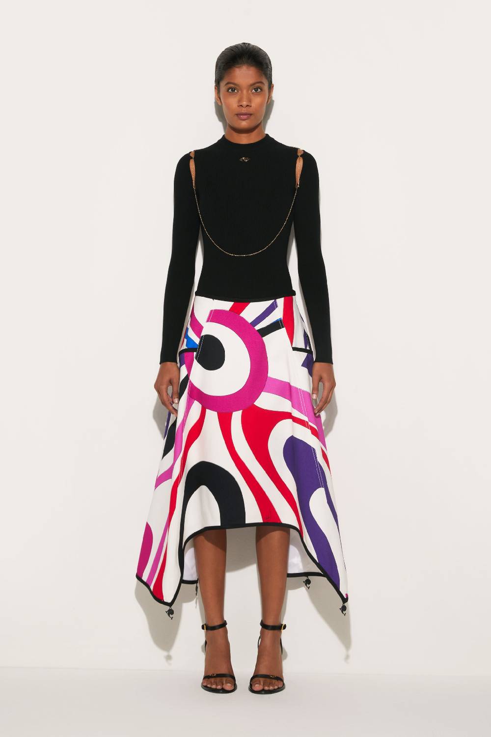 Pucci Gonna svasata con stampa Marmo Sottocosto