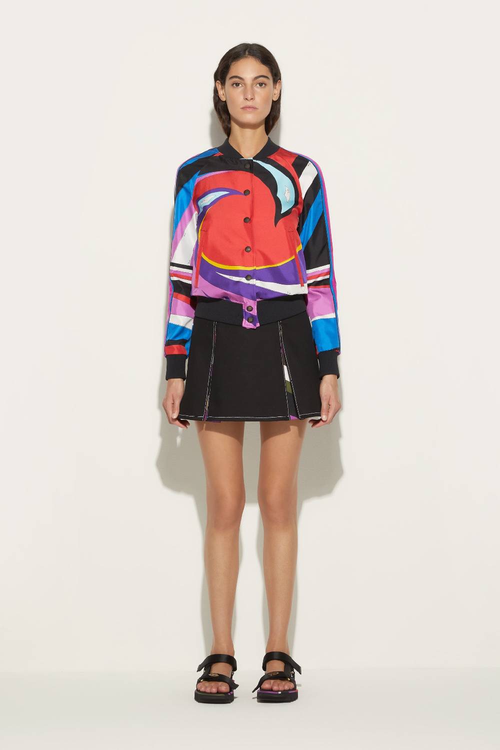 Pucci Bomber in seta con stampa Cigni Grande vendita