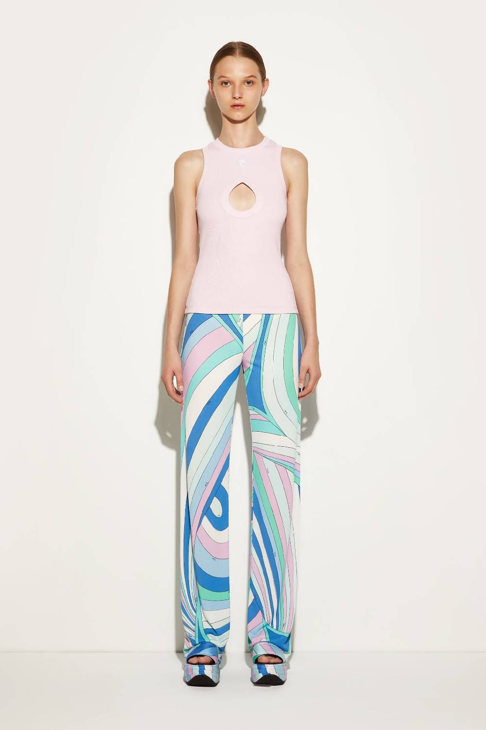 Pucci Canotta a costine con logo Pucci P Vendita calda