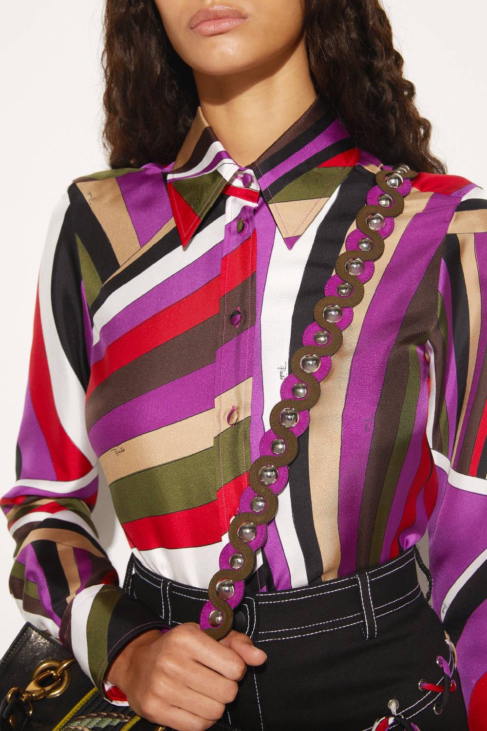 Pucci Tracolla con borchie in pelle scamosciata Consegna Veloce