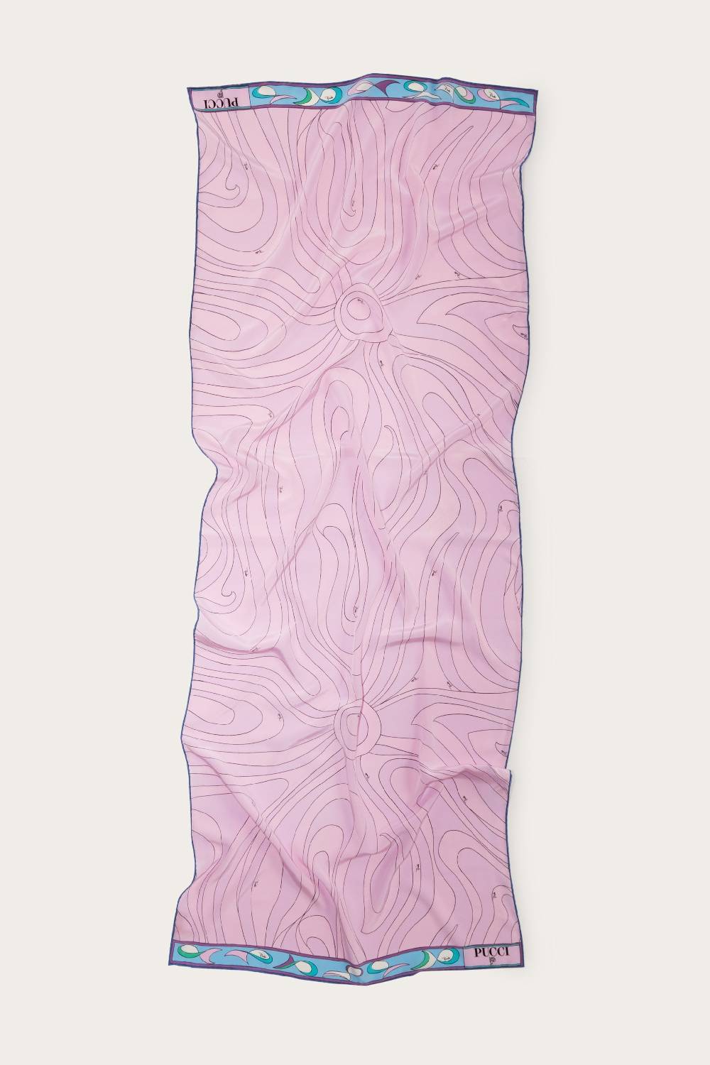 Pucci Hijab in seta con stampe Marmo e Pesci In Vendita