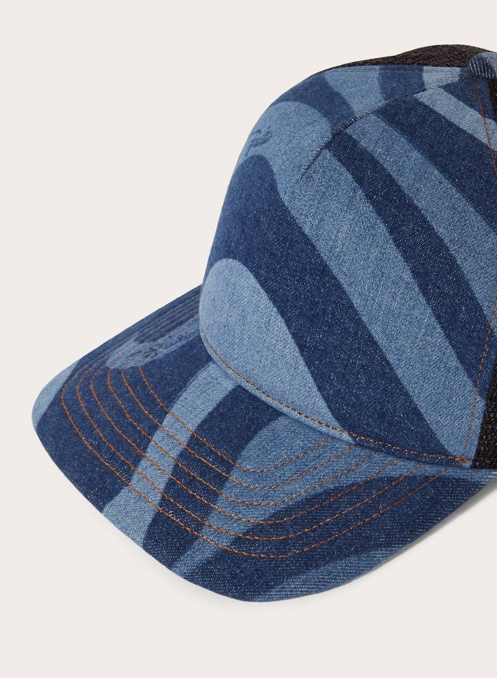 Pucci Cappello trucker in denim con stampa Marmo Nuova