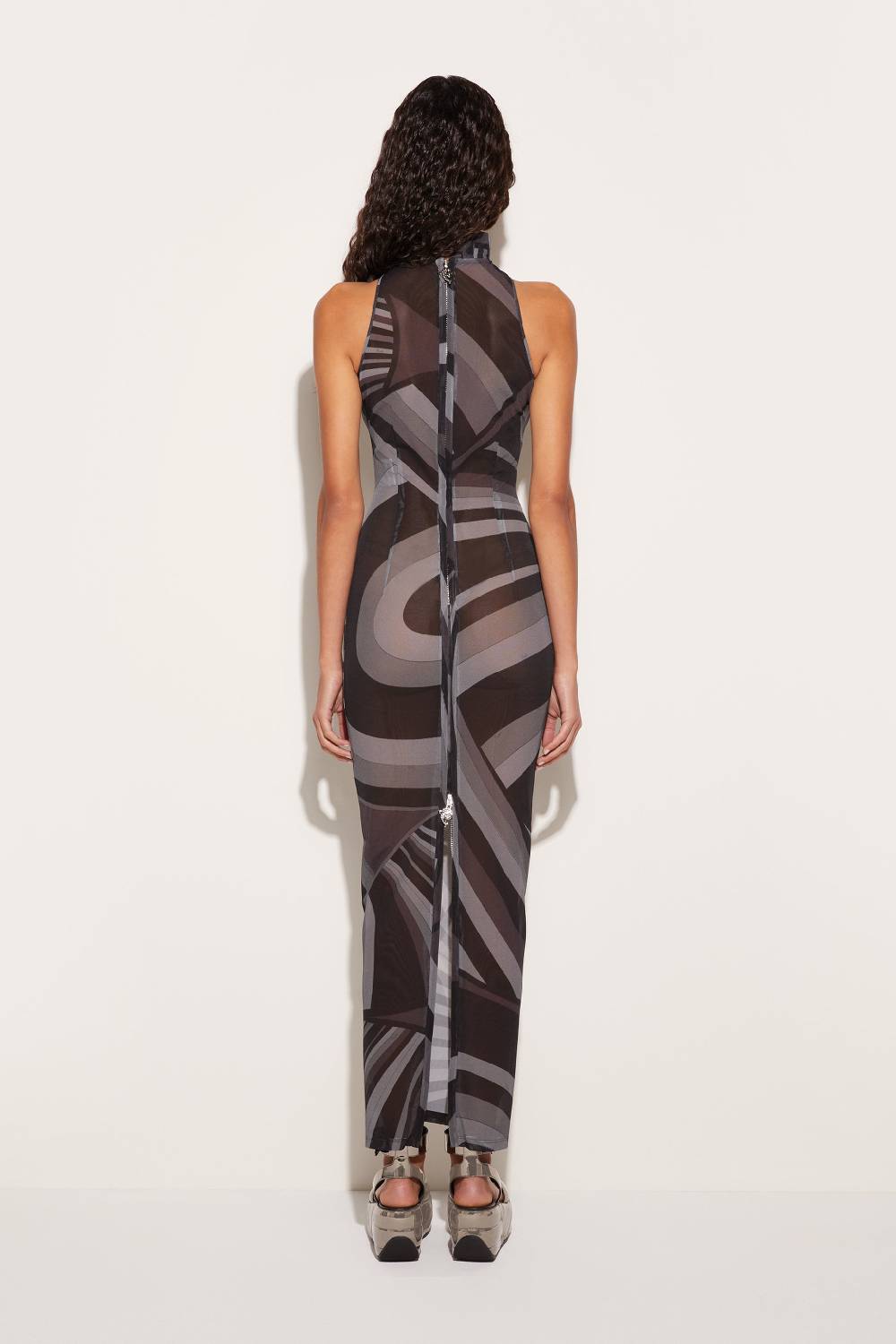 Pucci Abito lungo in mesh con stampa Iride Ultimo giorno