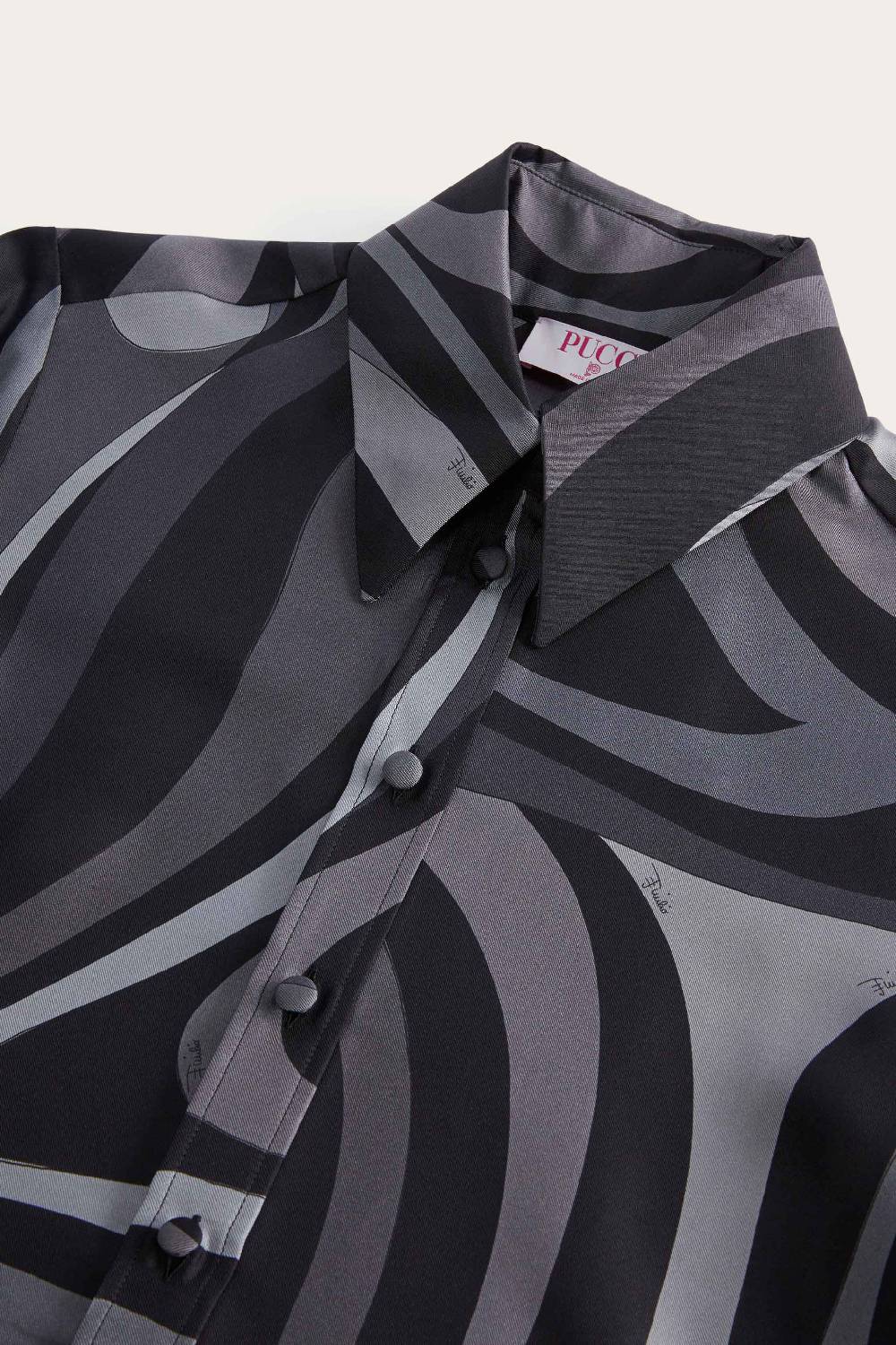 Pucci Marmo-Print Silk-Twill Shirt Offerta speciale della fabbrica