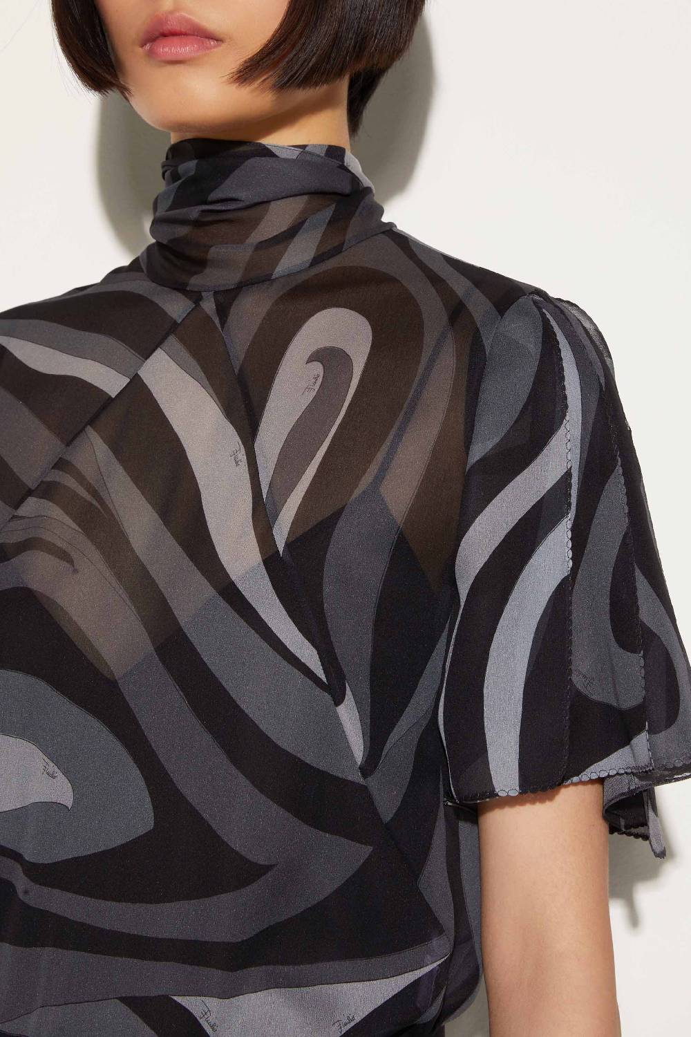 Pucci Top in seta con stampa Marmo Solo un giorno rimasto