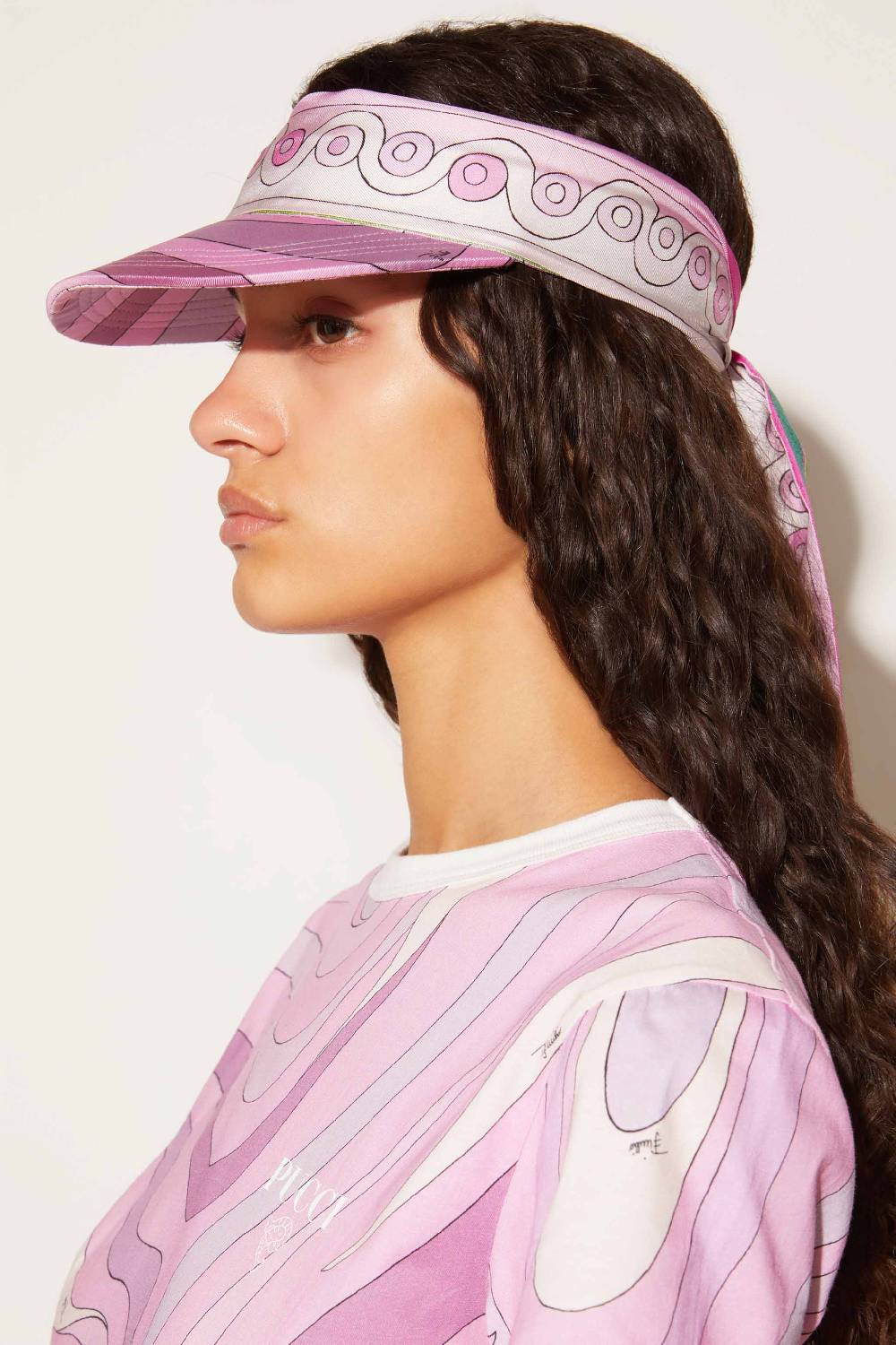 Pucci Visiera in seta con stampe Marmo e Onde Soddisfazione Garantita