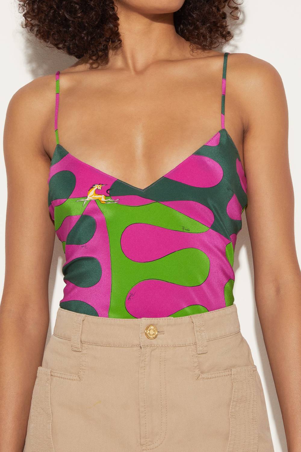 Pucci Top in seta con stampa Leocorno Consegna Veloce