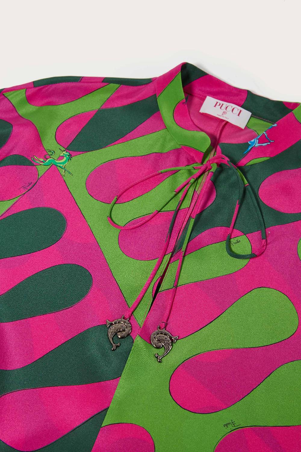 Pucci Abito kaftano in seta con stampa Leocorno Fino Al -60%
