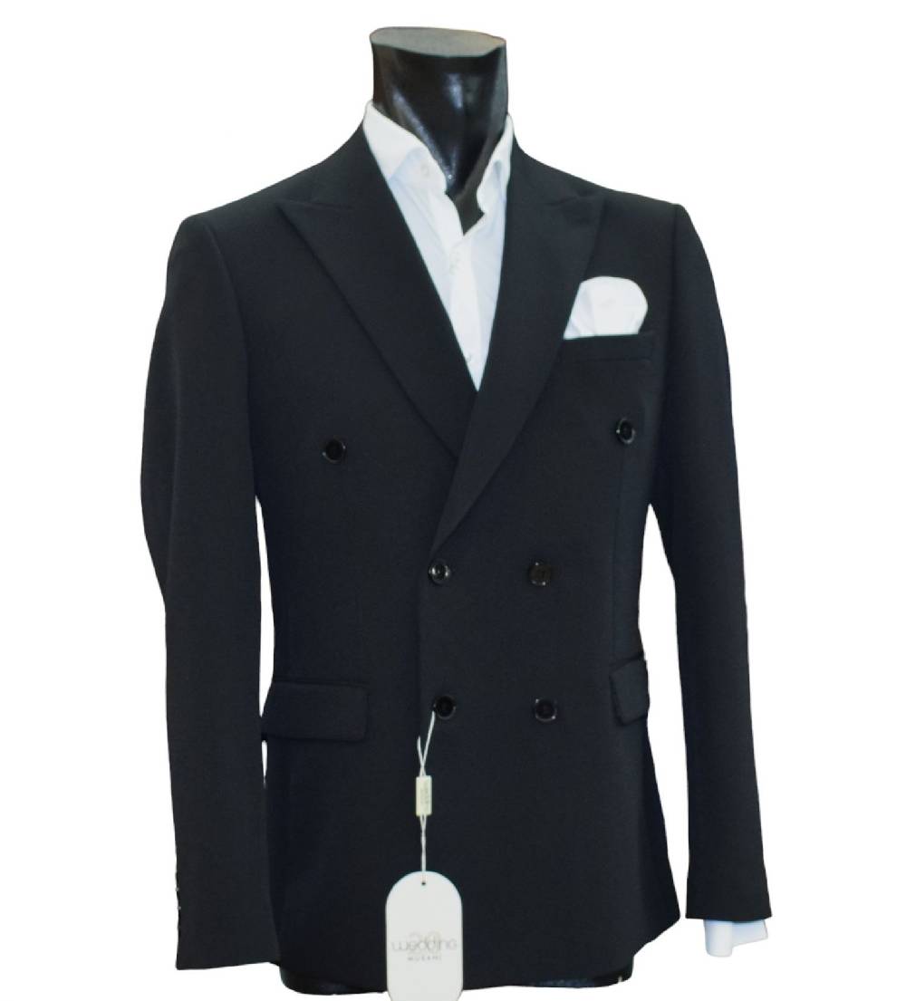 Musani Milano Cerimonia Abito musani nero doppiopetto slim fit Soddisfazione Garantita