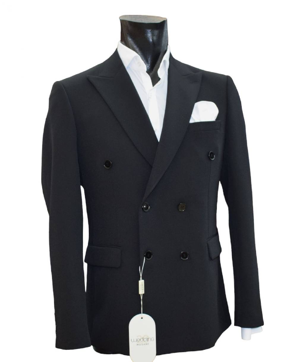 Musani Milano Cerimonia Abito musani nero doppiopetto slim fit Soddisfazione Garantita