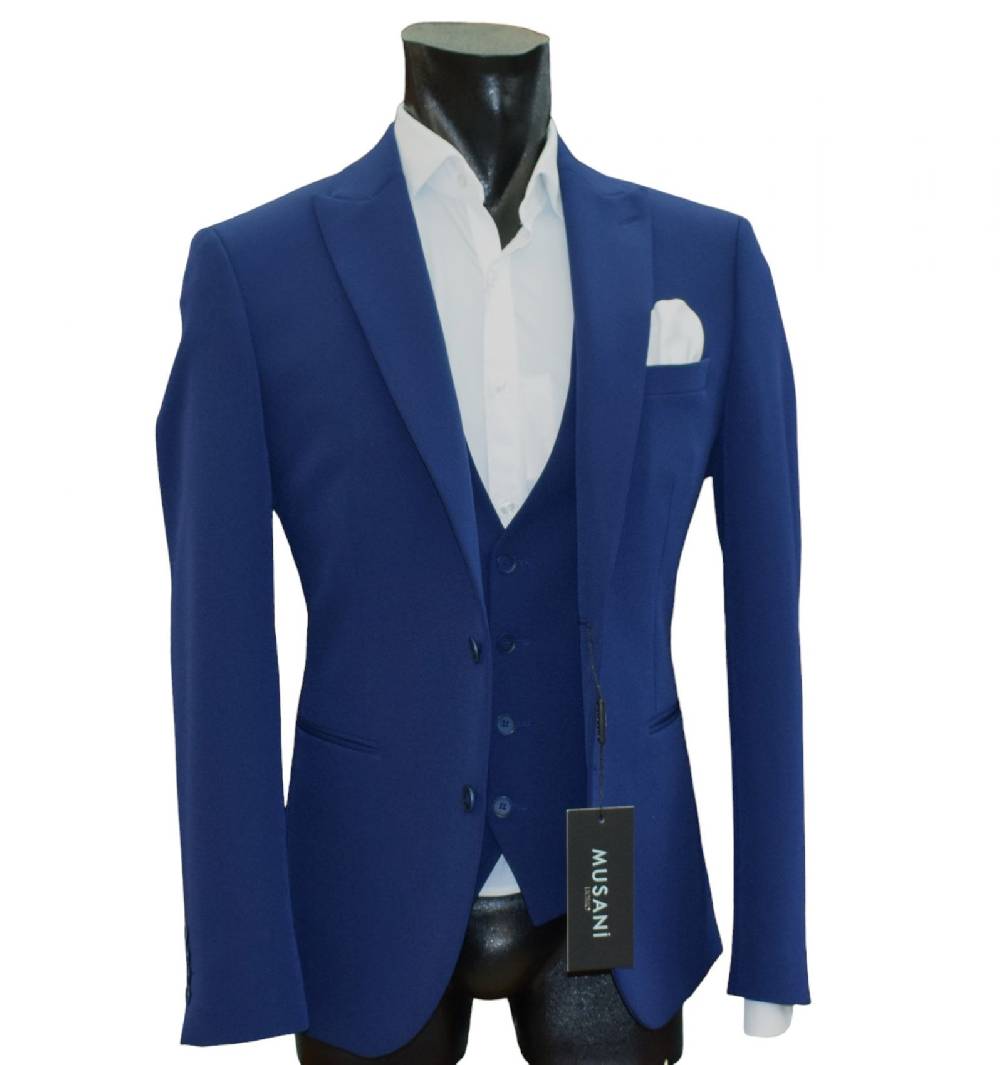 Musani Milano Cerimonia Abito musani bluette con gilet slim fit Qualità Garantita