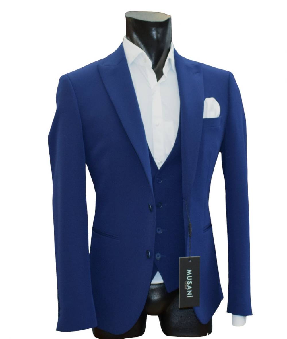 Musani Milano Cerimonia Abito musani bluette con gilet slim fit Qualità Garantita