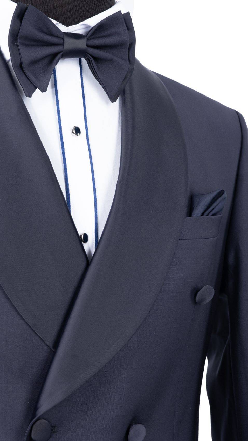 Baggi Smoking blu doppiopetto baggi cerimonia slim fit Italy