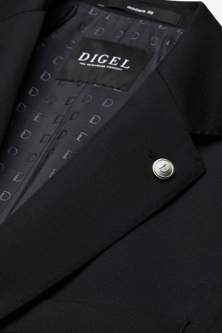 Digel Giacca nera digel drop sei modern fit lana reda super 110's In Vendita