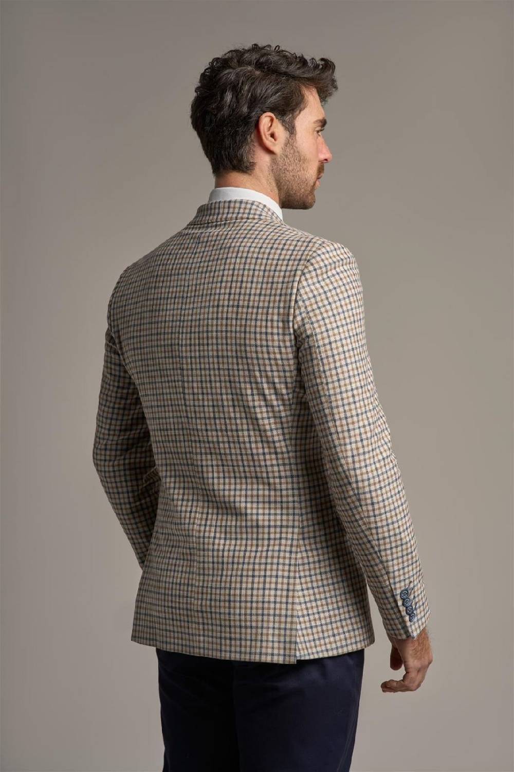 House of Cavani Giacca beige quadri cavani slim fit a doppiopetto Vendita Calda