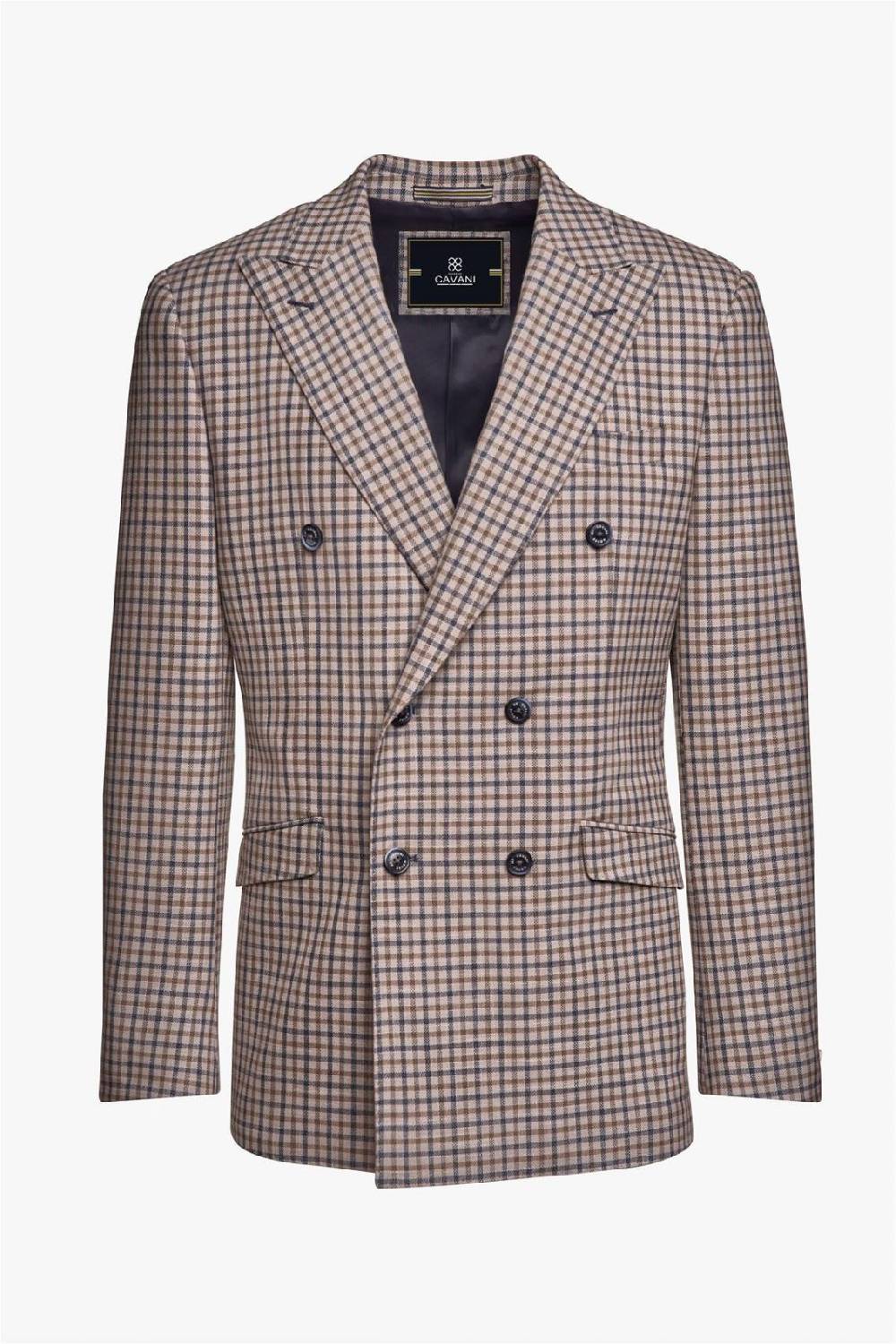 House of Cavani Giacca beige quadri cavani slim fit a doppiopetto Vendita Calda
