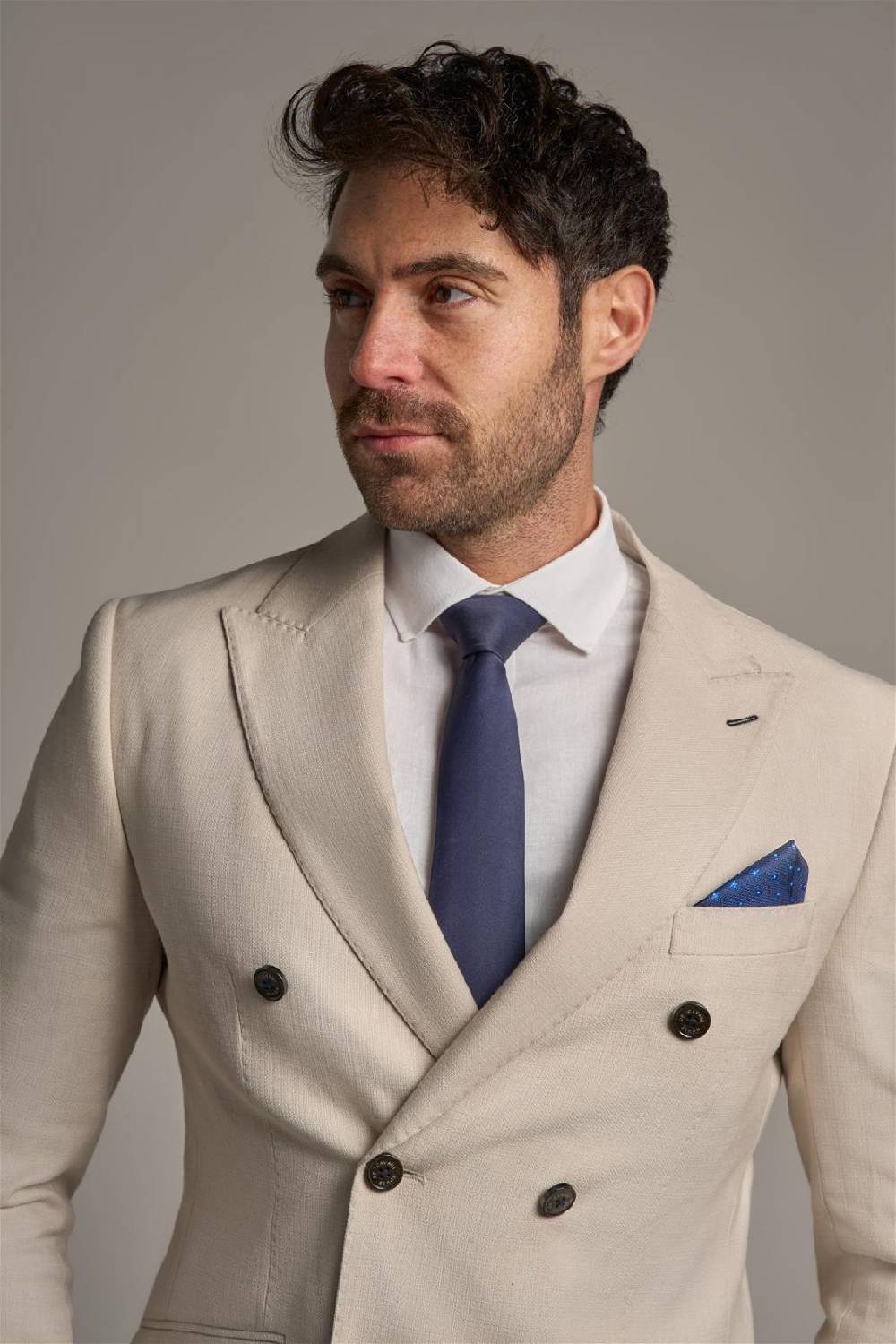 House of Cavani Giacca beige cavani slim fit a doppiopetto sfoderata Consegna Veloce