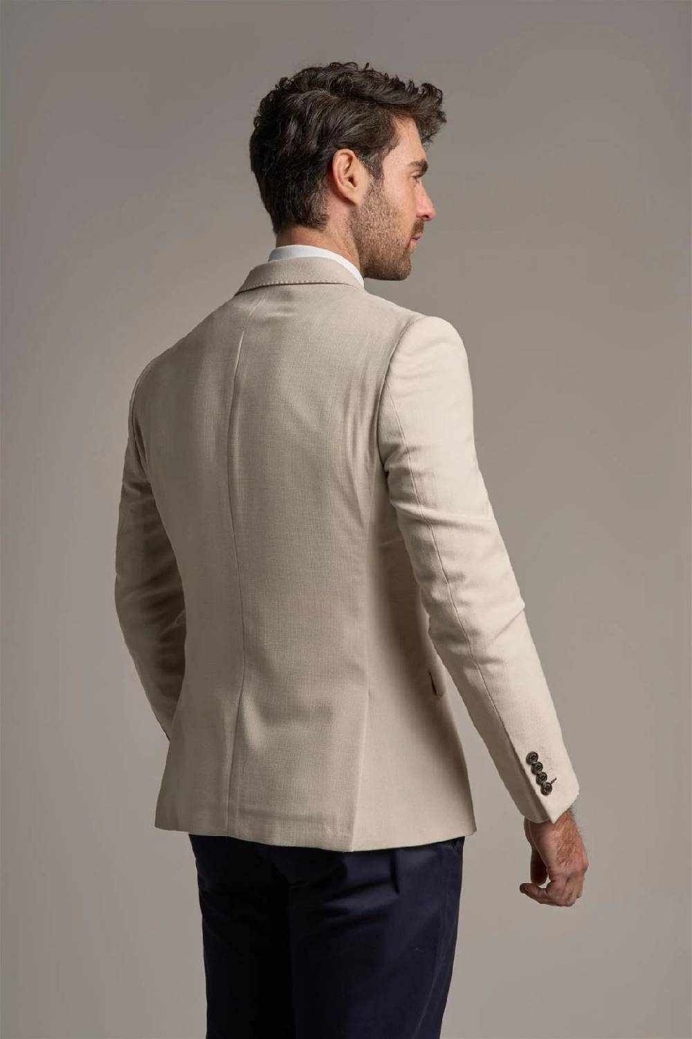 House of Cavani Giacca beige cavani slim fit a doppiopetto sfoderata Consegna Veloce