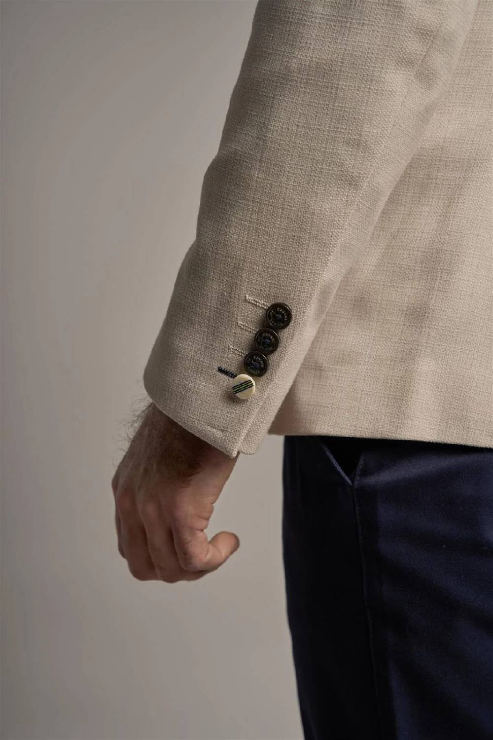 House of Cavani Giacca beige cavani slim fit a doppiopetto sfoderata Consegna Veloce