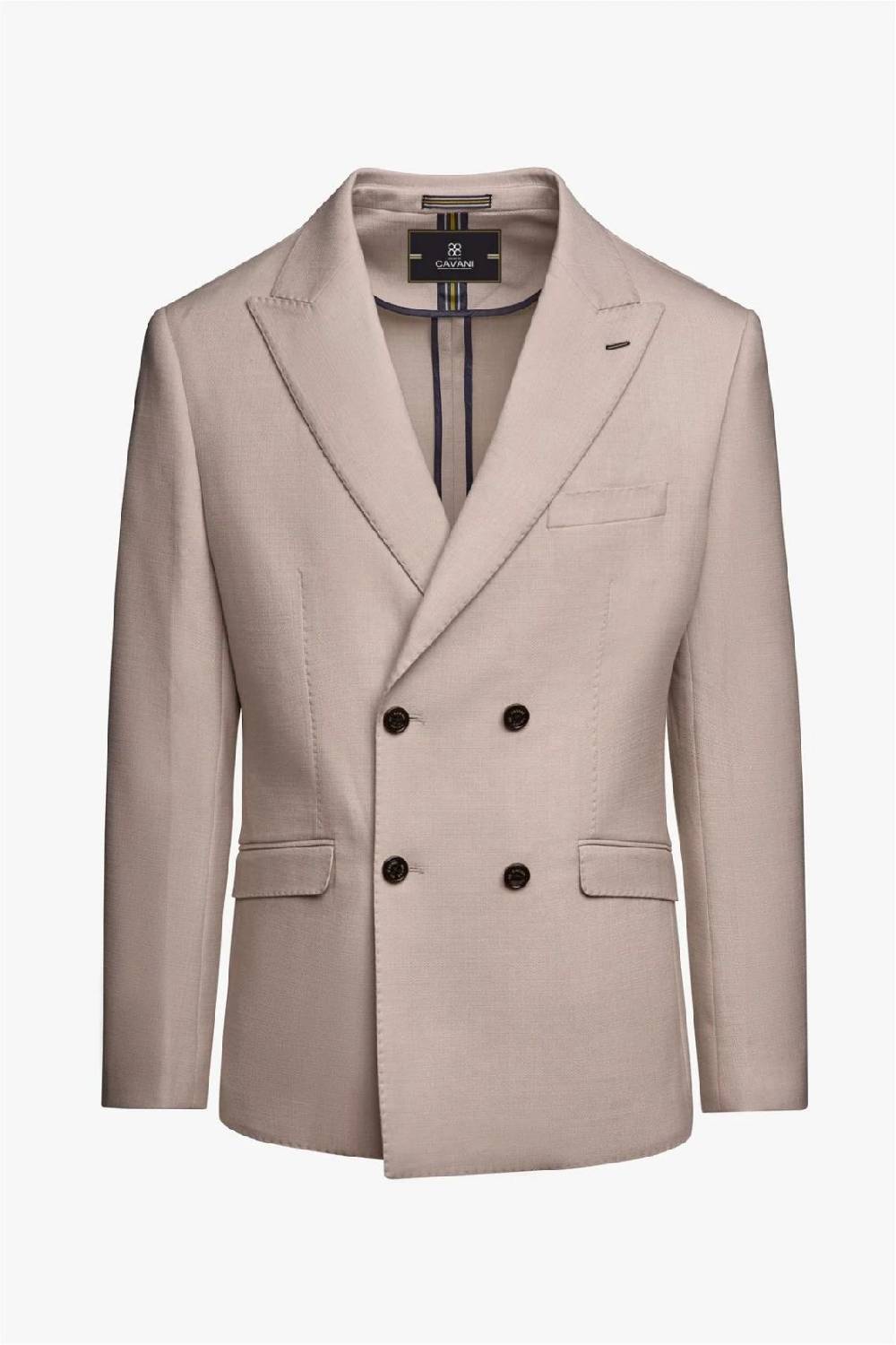 House of Cavani Giacca beige cavani slim fit a doppiopetto sfoderata Consegna Veloce
