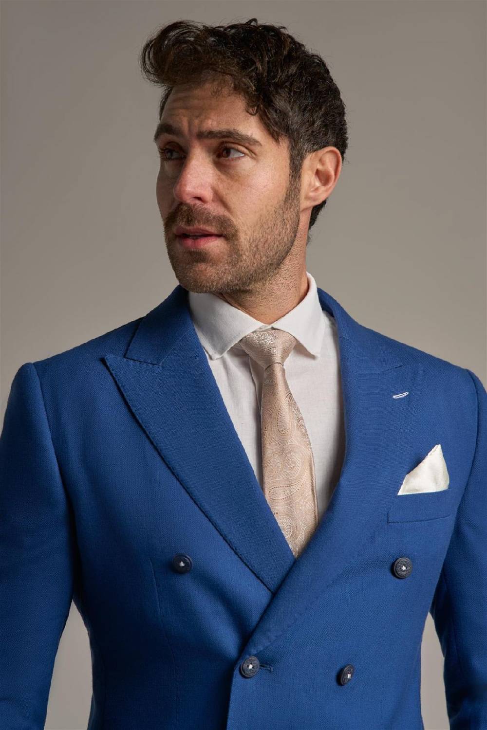 House of Cavani Giacca blu elettrico cavani slim fit a doppiopetto sfoderata Saldi Di Fabbrica