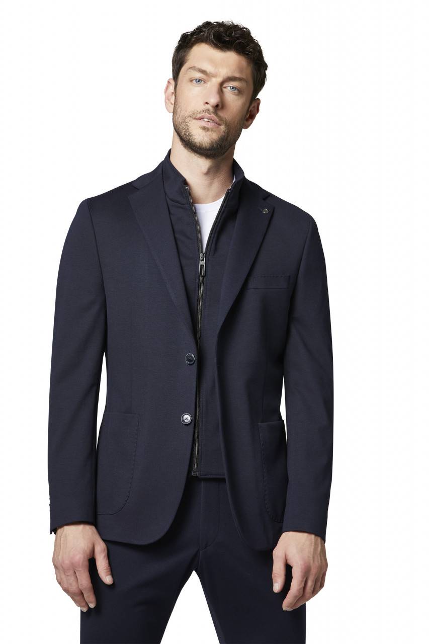 Digel Giacca blu in jersey modern fit digel con pettorina staccabile