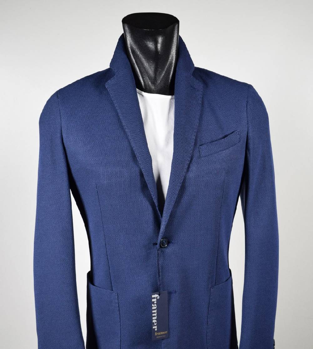 Framer Made in Italy Giacca framer informale bluette sfoderata slim fit Negozi Online