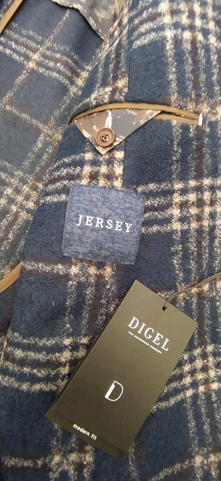 Digel Giacca blu a quadri digel in jersey sfoderata modern fit Fino Al -60%