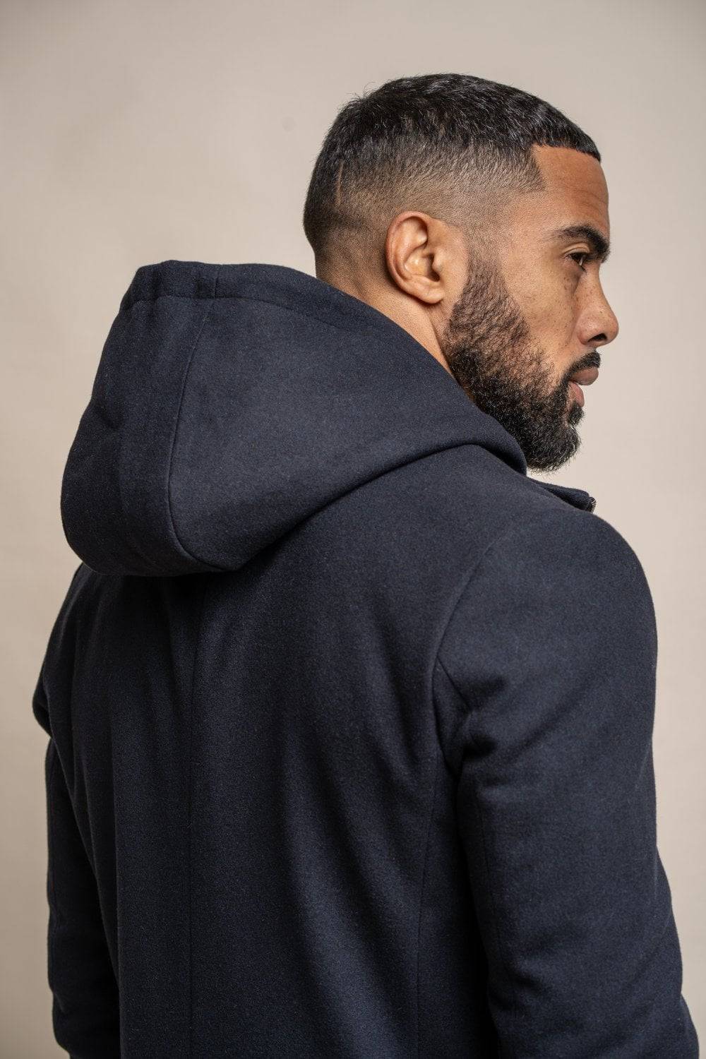 House of Cavani Cappotto cavani blu con cappuccio slim fit Nuovo