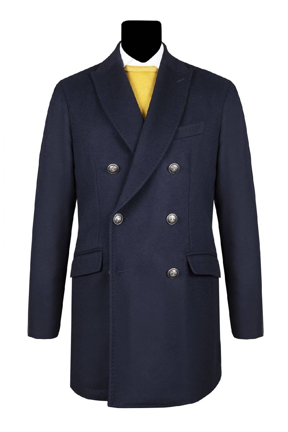 Simbols Cappotto blu doppiopetto sfoderato simbols misto cashmere Qualità Garantita