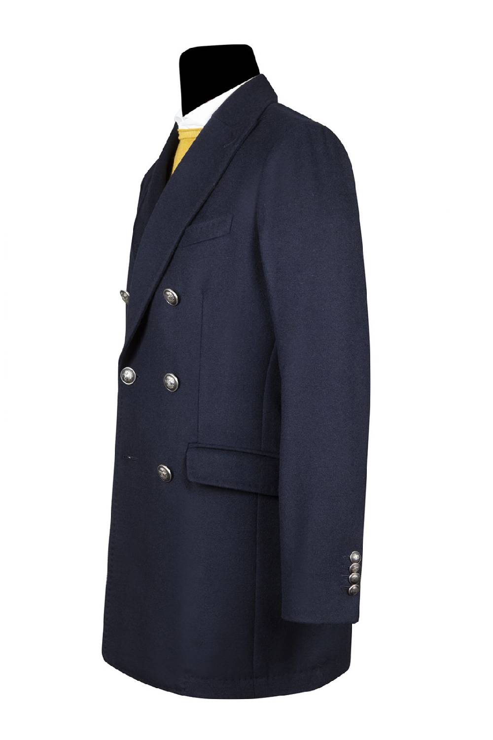 Simbols Cappotto blu doppiopetto sfoderato simbols misto cashmere Qualità Garantita