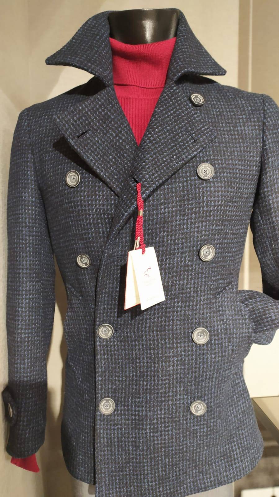 Falko Rosso Peacoat cappotto giaccone moda slim fit falko rosso