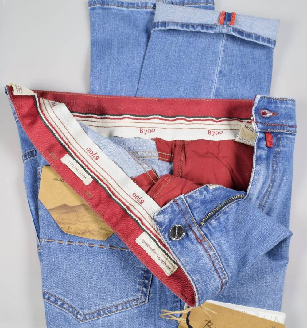 B Settecento Pantalone in denim stretch b700 slim fit lavaggio chiaro Outlet