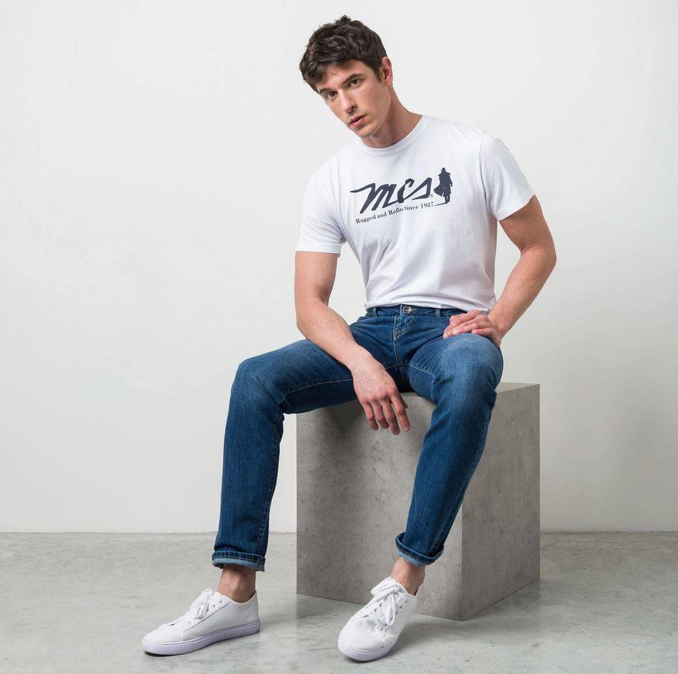 MCS Jeans stretch lavaggio medio mcs regular fit denim Vendita Economica