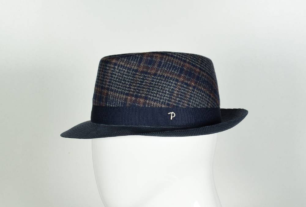 Panizza Cappello trilby panizza blu a quadri Qualità